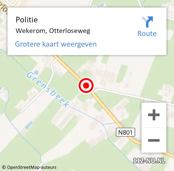 Locatie op kaart van de 112 melding: Politie Wekerom, Otterloseweg op 23 augustus 2014 12:32