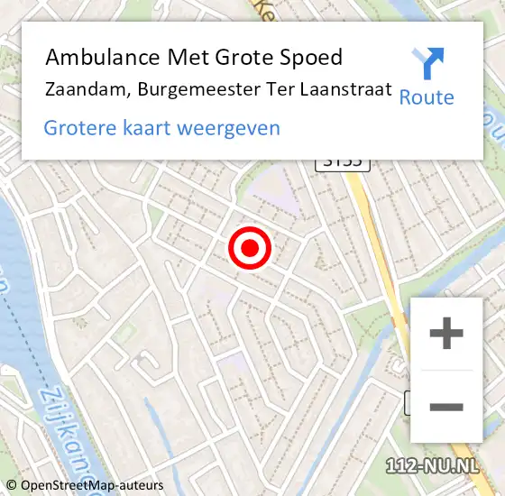 Locatie op kaart van de 112 melding: Ambulance Met Grote Spoed Naar Zaandam, Burgemeester Ter Laanstraat op 25 april 2023 22:58