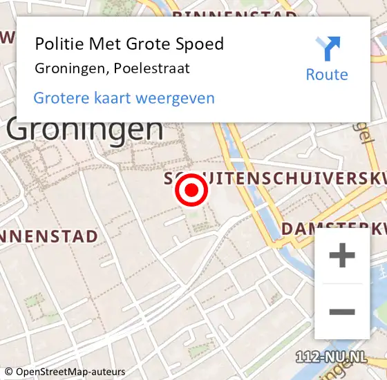 Locatie op kaart van de 112 melding: Politie Met Grote Spoed Naar Groningen, Poelestraat op 25 april 2023 23:16