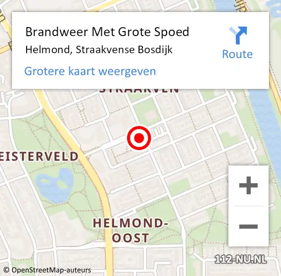 Locatie op kaart van de 112 melding: Brandweer Met Grote Spoed Naar Helmond, Straakvense Bosdijk op 25 april 2023 23:27