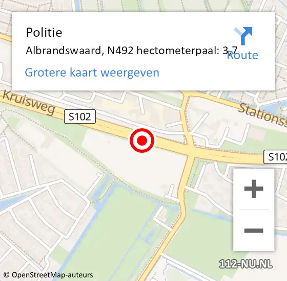 Locatie op kaart van de 112 melding: Politie Albrandswaard, N492 hectometerpaal: 3,7 op 26 april 2023 00:09