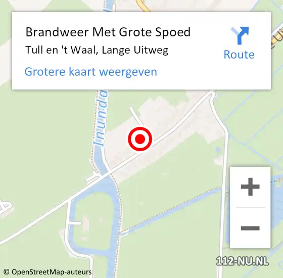 Locatie op kaart van de 112 melding: Brandweer Met Grote Spoed Naar Tull en 't Waal, Lange Uitweg op 26 april 2023 01:39