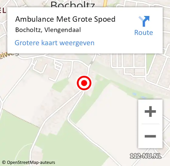 Locatie op kaart van de 112 melding: Ambulance Met Grote Spoed Naar Bocholtz, Vlengendaal op 23 augustus 2014 12:46