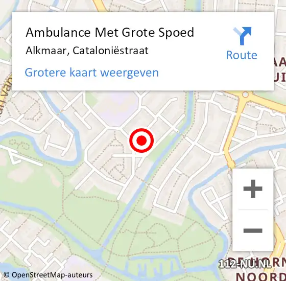 Locatie op kaart van de 112 melding: Ambulance Met Grote Spoed Naar Alkmaar, Cataloniëstraat op 26 april 2023 03:22