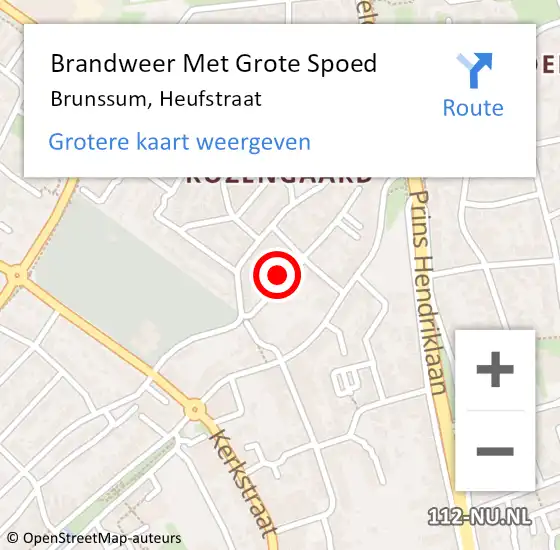 Locatie op kaart van de 112 melding: Brandweer Met Grote Spoed Naar Brunssum, Heufstraat op 26 april 2023 05:13