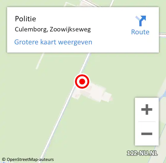 Locatie op kaart van de 112 melding: Politie Culemborg, Zoowijkseweg op 26 april 2023 05:58