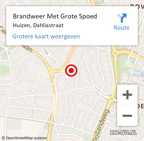 Locatie op kaart van de 112 melding: Brandweer Met Grote Spoed Naar Huizen, Dahliastraat op 12 oktober 2013 12:26