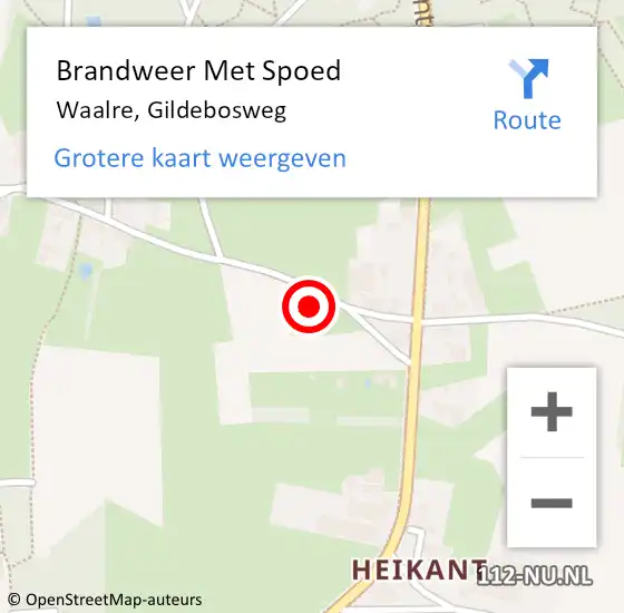 Locatie op kaart van de 112 melding: Brandweer Met Spoed Naar Waalre, Gildebosweg op 26 april 2023 06:43