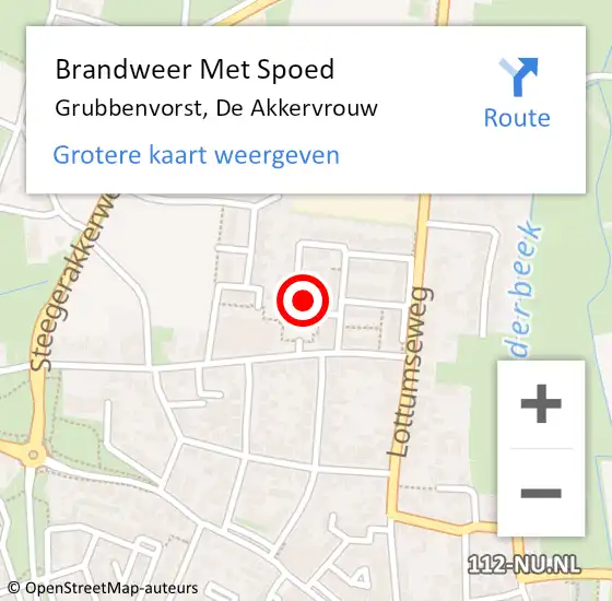 Locatie op kaart van de 112 melding: Brandweer Met Spoed Naar Grubbenvorst, De Akkervrouw op 26 april 2023 07:13