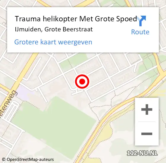 Locatie op kaart van de 112 melding: Trauma helikopter Met Grote Spoed Naar IJmuiden, Grote Beerstraat op 26 april 2023 07:40