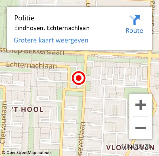 Locatie op kaart van de 112 melding: Politie Eindhoven, Echternachlaan op 26 april 2023 07:55