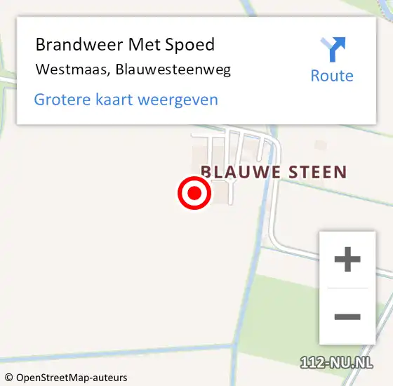 Locatie op kaart van de 112 melding: Brandweer Met Spoed Naar Westmaas, Blauwesteenweg op 26 april 2023 07:57