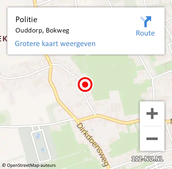 Locatie op kaart van de 112 melding: Politie Ouddorp, Bokweg op 26 april 2023 08:30