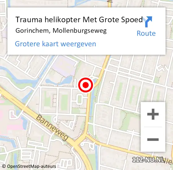 Locatie op kaart van de 112 melding: Trauma helikopter Met Grote Spoed Naar Gorinchem, Mollenburgseweg op 26 april 2023 08:35