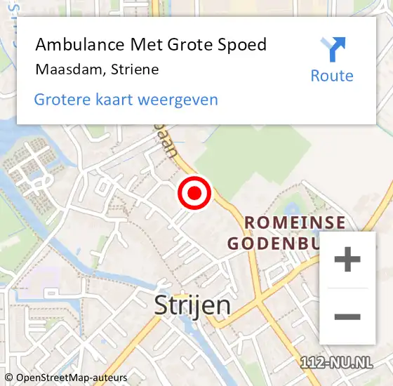 Locatie op kaart van de 112 melding: Ambulance Met Grote Spoed Naar Maasdam, Striene op 26 april 2023 08:53
