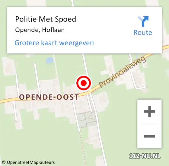 Locatie op kaart van de 112 melding: Politie Met Spoed Naar Opende, Hoflaan op 26 april 2023 09:03