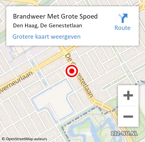 Locatie op kaart van de 112 melding: Brandweer Met Grote Spoed Naar Den Haag, De Genestetlaan op 26 april 2023 09:44