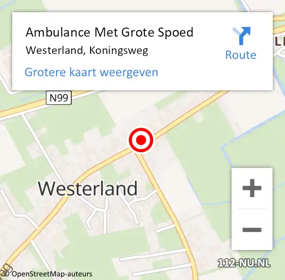 Locatie op kaart van de 112 melding: Ambulance Met Grote Spoed Naar Westerland, Koningsweg op 26 april 2023 09:51