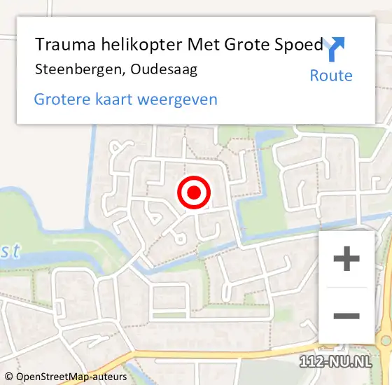 Locatie op kaart van de 112 melding: Trauma helikopter Met Grote Spoed Naar Steenbergen, Oudesaag op 26 april 2023 09:52