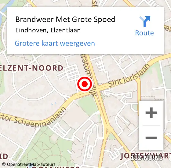 Locatie op kaart van de 112 melding: Brandweer Met Grote Spoed Naar Eindhoven, Elzentlaan op 26 april 2023 10:30