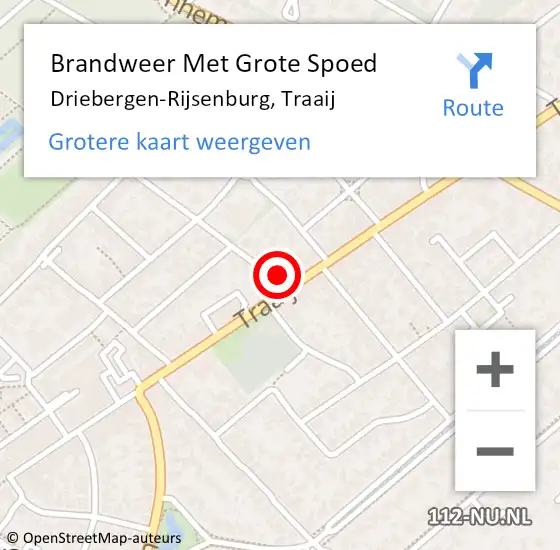 Locatie op kaart van de 112 melding: Brandweer Met Grote Spoed Naar Driebergen-Rijsenburg, Traaij op 26 april 2023 10:37