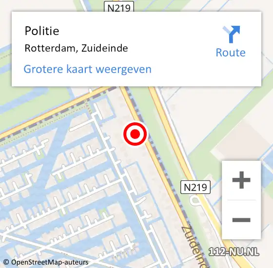 Locatie op kaart van de 112 melding: Politie Rotterdam, Zuideinde op 26 april 2023 10:49