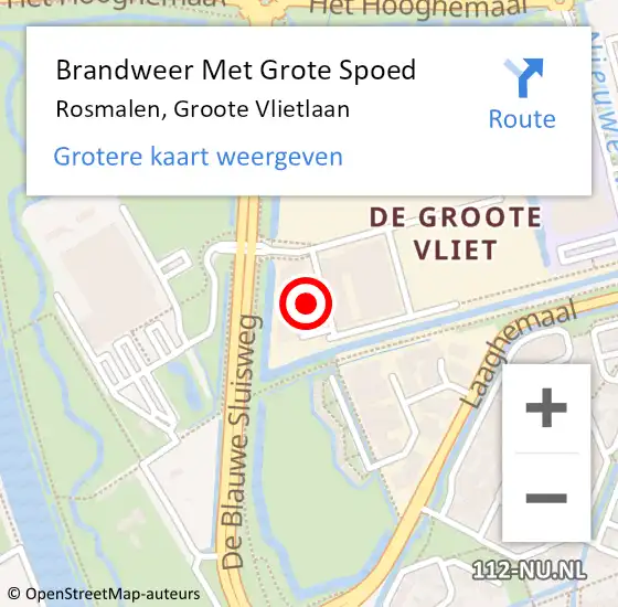 Locatie op kaart van de 112 melding: Brandweer Met Grote Spoed Naar Rosmalen, Groote Vlietlaan op 26 april 2023 10:51