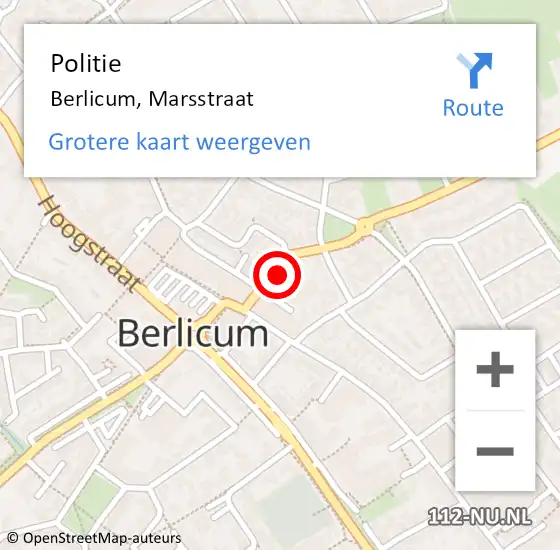 Locatie op kaart van de 112 melding: Politie Berlicum, Marsstraat op 26 april 2023 11:02