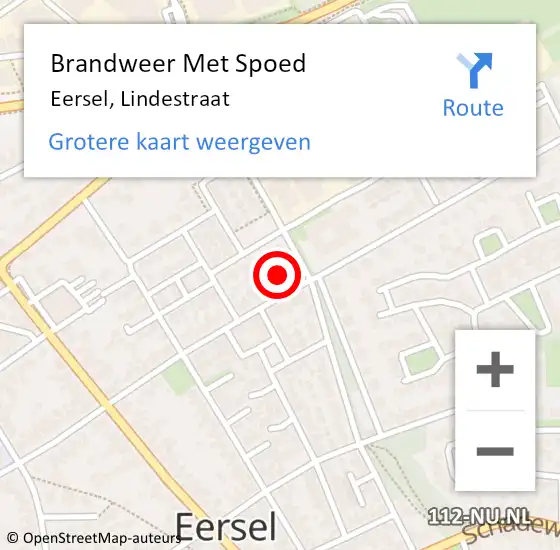 Locatie op kaart van de 112 melding: Brandweer Met Spoed Naar Eersel, Lindestraat op 26 april 2023 11:05