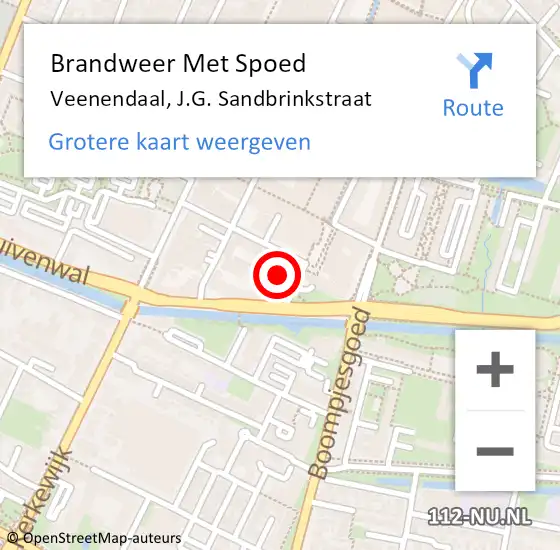 Locatie op kaart van de 112 melding: Brandweer Met Spoed Naar Veenendaal, J.G. Sandbrinkstraat op 26 april 2023 11:25