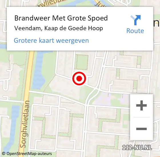 Locatie op kaart van de 112 melding: Brandweer Met Grote Spoed Naar Veendam, Kaap de Goede Hoop op 26 april 2023 11:27