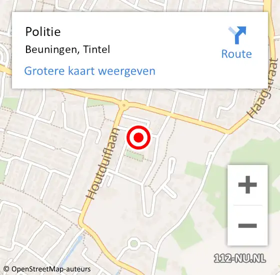 Locatie op kaart van de 112 melding: Politie Beuningen, Tintel op 26 april 2023 11:37