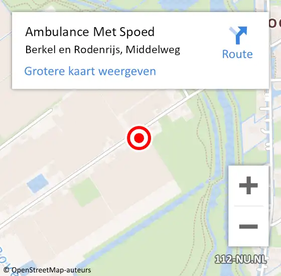 Locatie op kaart van de 112 melding: Ambulance Met Spoed Naar Berkel en Rodenrijs, Middelweg op 26 april 2023 12:16