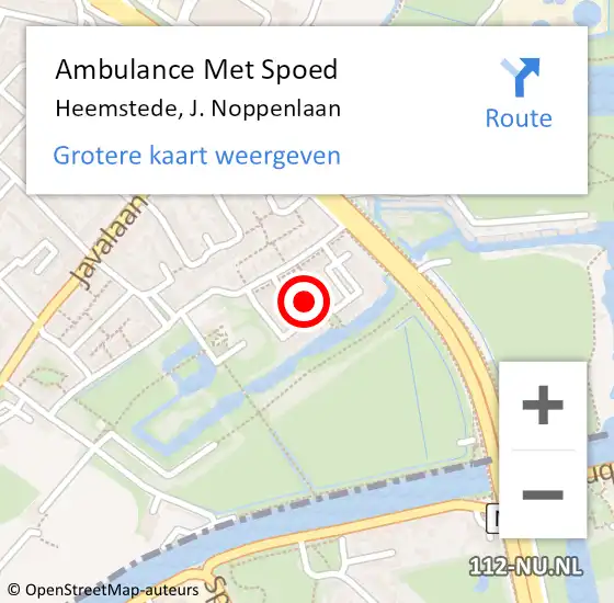 Locatie op kaart van de 112 melding: Ambulance Met Spoed Naar Heemstede, J. Noppenlaan op 26 april 2023 12:28