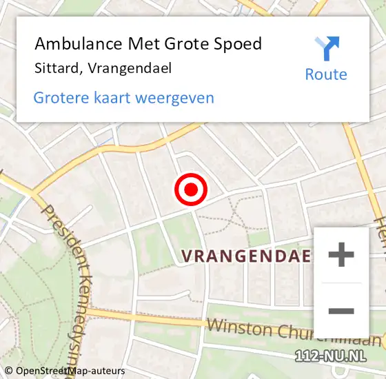 Locatie op kaart van de 112 melding: Ambulance Met Grote Spoed Naar Sittard, Vrangendael op 26 april 2023 12:42