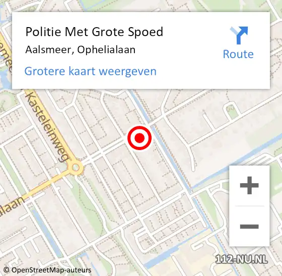 Locatie op kaart van de 112 melding: Politie Met Grote Spoed Naar Aalsmeer, Ophelialaan op 26 april 2023 12:51