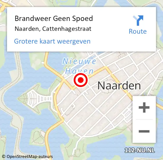 Locatie op kaart van de 112 melding: Brandweer Geen Spoed Naar Naarden, Cattenhagestraat op 26 april 2023 13:05