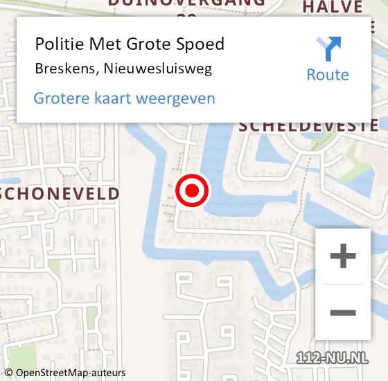 Locatie op kaart van de 112 melding: Politie Met Grote Spoed Naar Breskens, Nieuwesluisweg op 26 april 2023 13:21