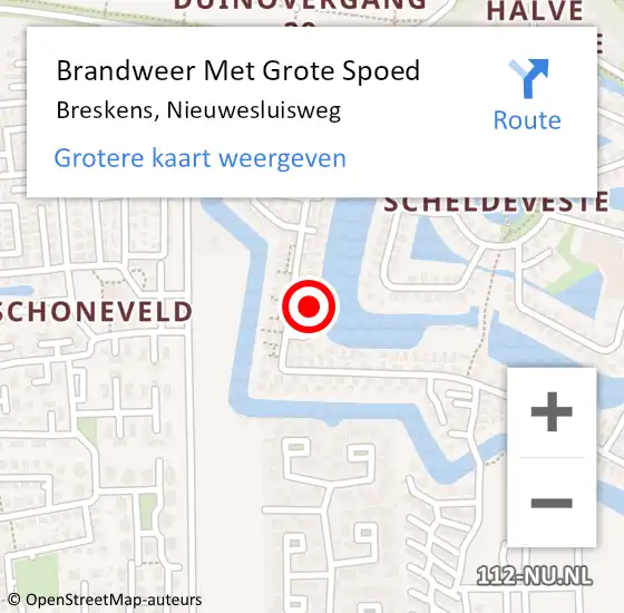 Locatie op kaart van de 112 melding: Brandweer Met Grote Spoed Naar Breskens, Nieuwesluisweg op 26 april 2023 13:21