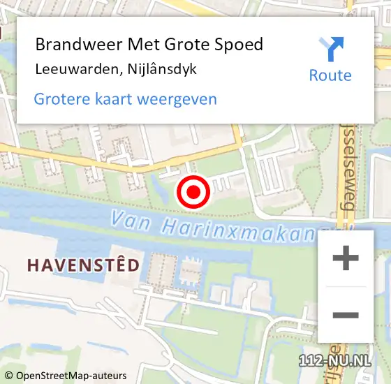 Locatie op kaart van de 112 melding: Brandweer Met Grote Spoed Naar Leeuwarden, Nijlânsdyk op 26 april 2023 13:36