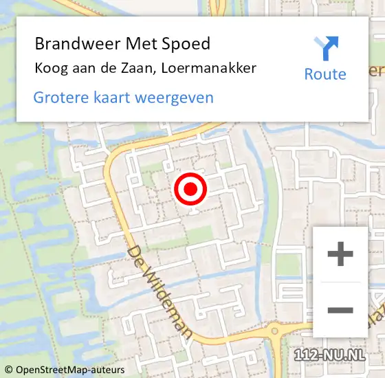 Locatie op kaart van de 112 melding: Brandweer Met Spoed Naar Koog aan de Zaan, Loermanakker op 26 april 2023 13:59