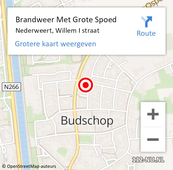 Locatie op kaart van de 112 melding: Brandweer Met Grote Spoed Naar Nederweert, Willem I straat op 26 april 2023 14:05