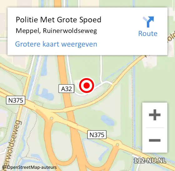 Locatie op kaart van de 112 melding: Politie Met Grote Spoed Naar Meppel, Ruinerwoldseweg op 26 april 2023 14:36