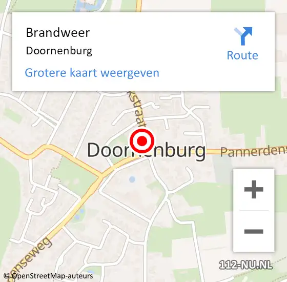 Locatie op kaart van de 112 melding: Brandweer Doornenburg op 26 april 2023 14:45