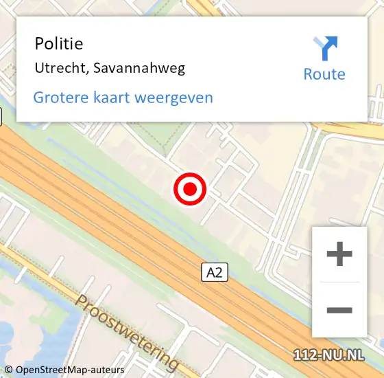 Locatie op kaart van de 112 melding: Politie Utrecht, Savannahweg op 26 april 2023 14:57