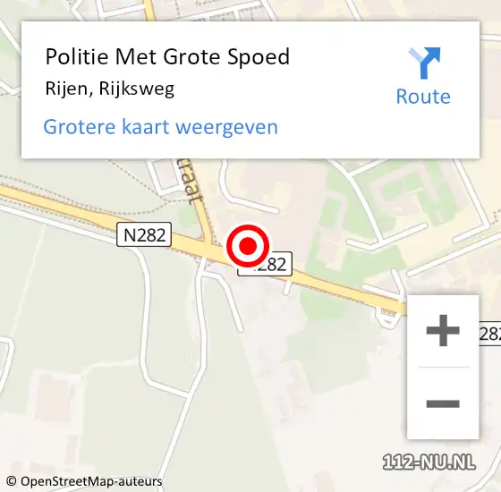 Locatie op kaart van de 112 melding: Politie Met Grote Spoed Naar Rijen, Rijksweg op 26 april 2023 15:02