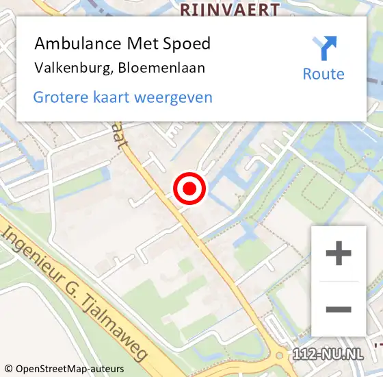 Locatie op kaart van de 112 melding: Ambulance Met Spoed Naar Valkenburg, Bloemenlaan op 26 april 2023 15:43