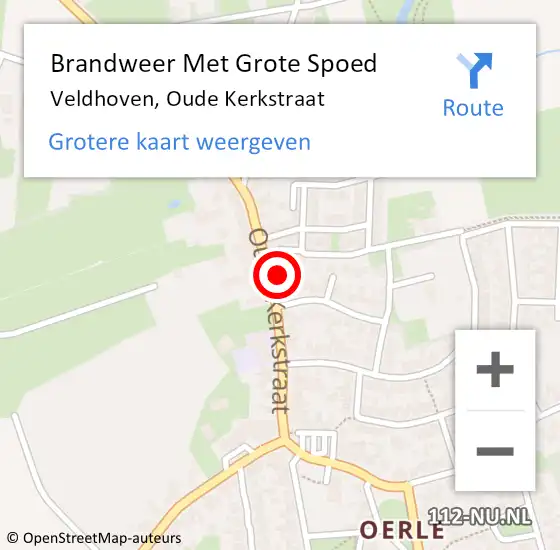 Locatie op kaart van de 112 melding: Brandweer Met Grote Spoed Naar Veldhoven, Oude Kerkstraat op 26 april 2023 15:53