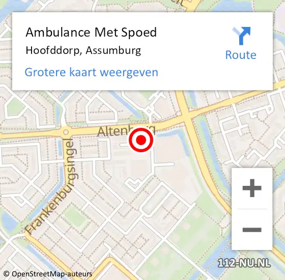 Locatie op kaart van de 112 melding: Ambulance Met Spoed Naar Hoofddorp, Assumburg op 26 april 2023 16:05