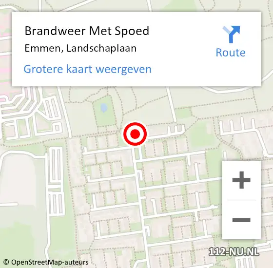 Locatie op kaart van de 112 melding: Brandweer Met Spoed Naar Emmen, Landschaplaan op 26 april 2023 16:09